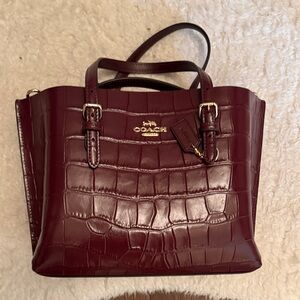 Coach Deep Burgundy Croc-Embossed Tote